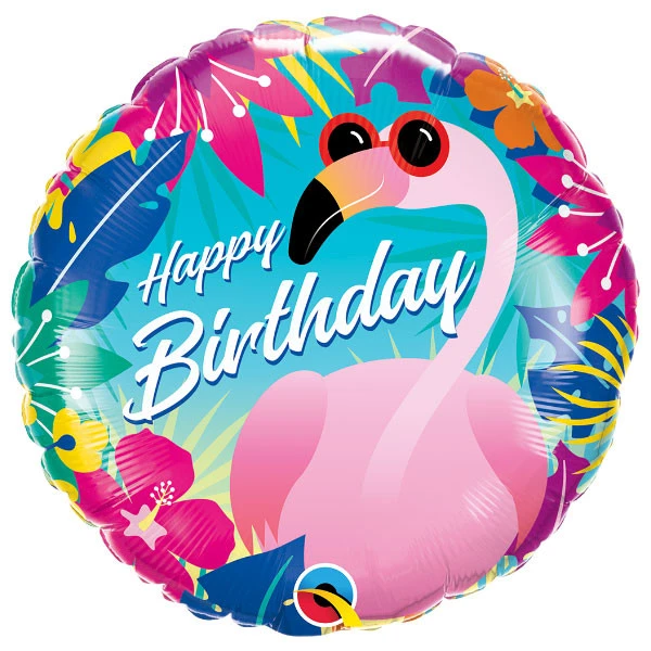 Birthday Tropical Flamingo folie ballon - 46 cm