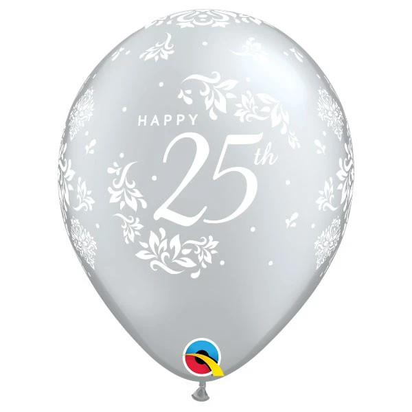28cm (28 cm) Qualatex 25th Anniversary Damask ballonnen