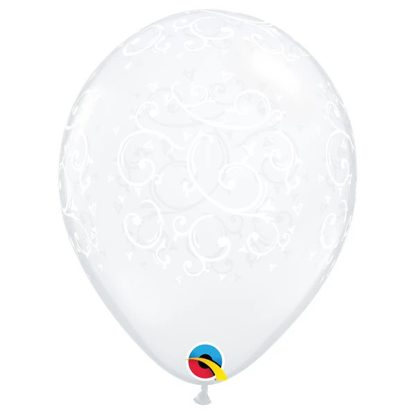 28cm (28 cm) Qualatex Filigree & Hearts ballonnen