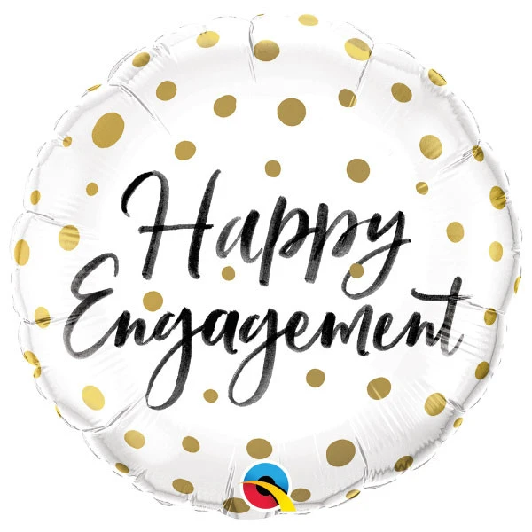 45cm (46 cm) Qualatex Happy Engagement Gold Dots folie ballon