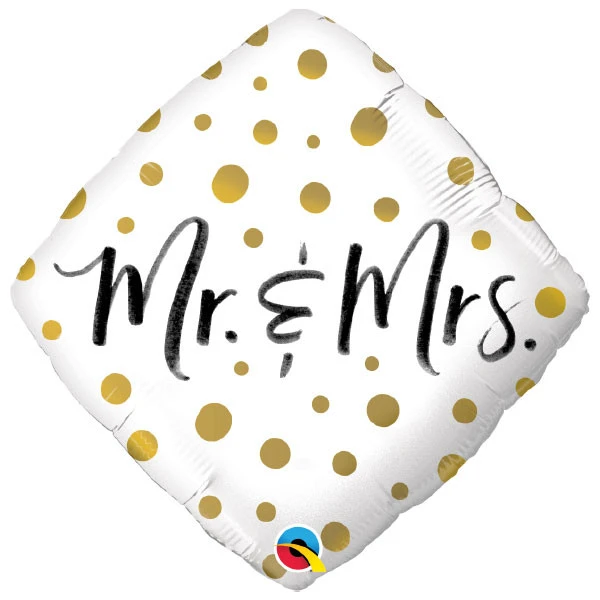 45cm (46 cm) Qualatex Mr. & Mrs. Gold Dots folie ballon