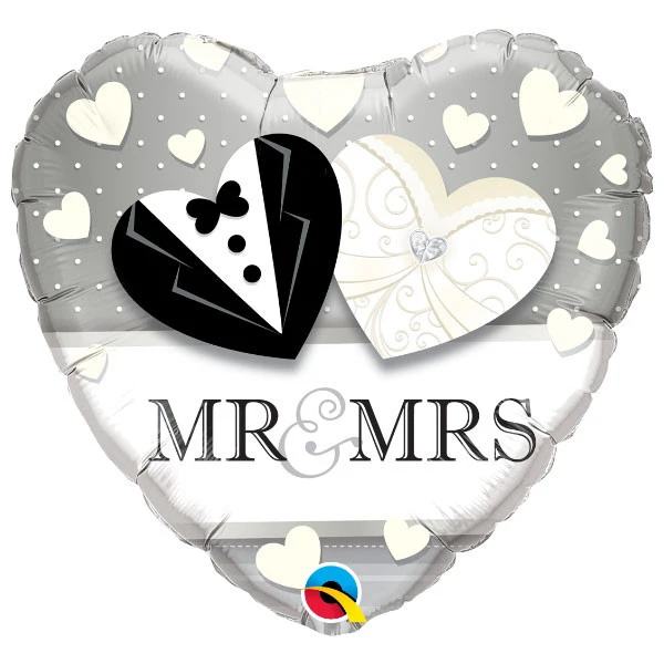 45cm (46 cm) Qualatex Mr. & Mrs. Wedding folie ballon