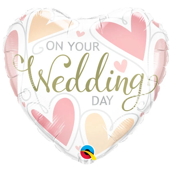 45cm (46 cm) Qualatex On Your Wedding Day Hearts folie ballon