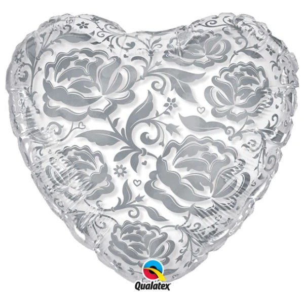 45cm (46 cm) Qualatex Silver Roses folie ballon