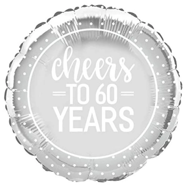 45cm (46 cm) Unique Cheers To 60 Years Silver Folie ballon
