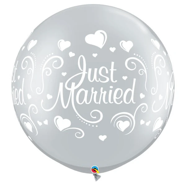 76cm (76 cm) Qualatex Just Married Hearts latex ballonnen