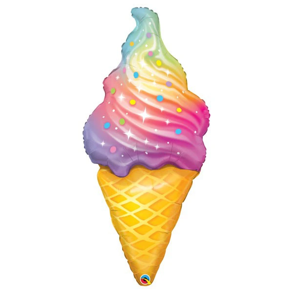 45 Inch (114 cm) Qualatex Rainbow Swirl Ice Cream folie ballon