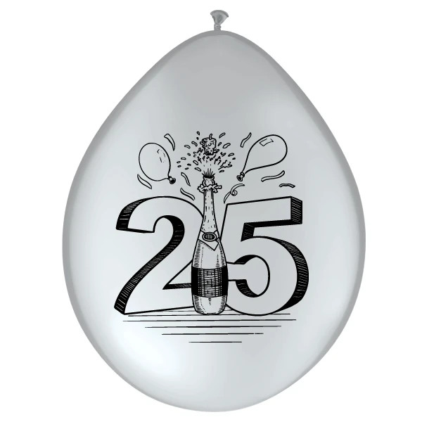 25 Years Anniversary Zilver ballonnen 28cm